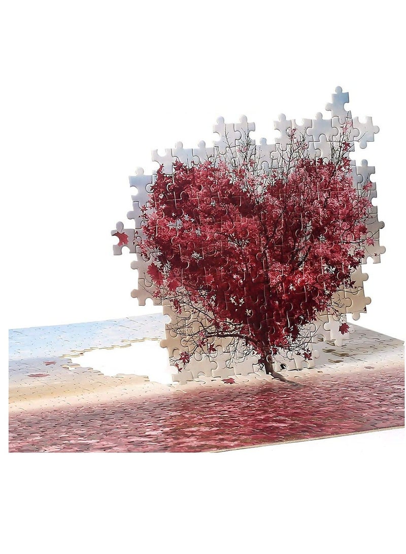 Puzzles for Adults Wooden Jigsaw Puzzle- Love Series Heart Shaped Maple Leaves Mother's Day Puzzle Gift - Image 2