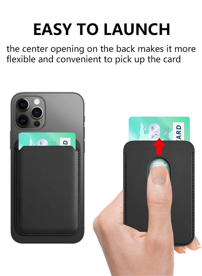 وهاواي Leather Magnetic Card Wallet Holder Compatible with iPhone 13/13Mini/13Pro Max, iPhone 12 Series and Magnetic Case, Card Holder with Magnet for Back of Phone Black - Image 3