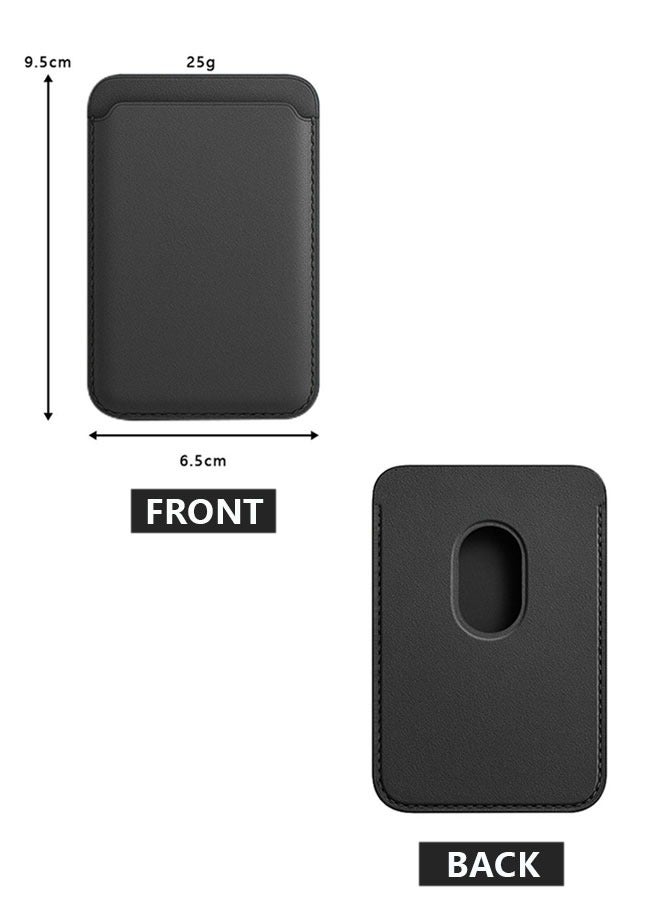 وهاواي Leather Magnetic Card Wallet Holder Compatible with iPhone 13/13Mini/13Pro Max, iPhone 12 Series and Magnetic Case, Card Holder with Magnet for Back of Phone Black - Image 2