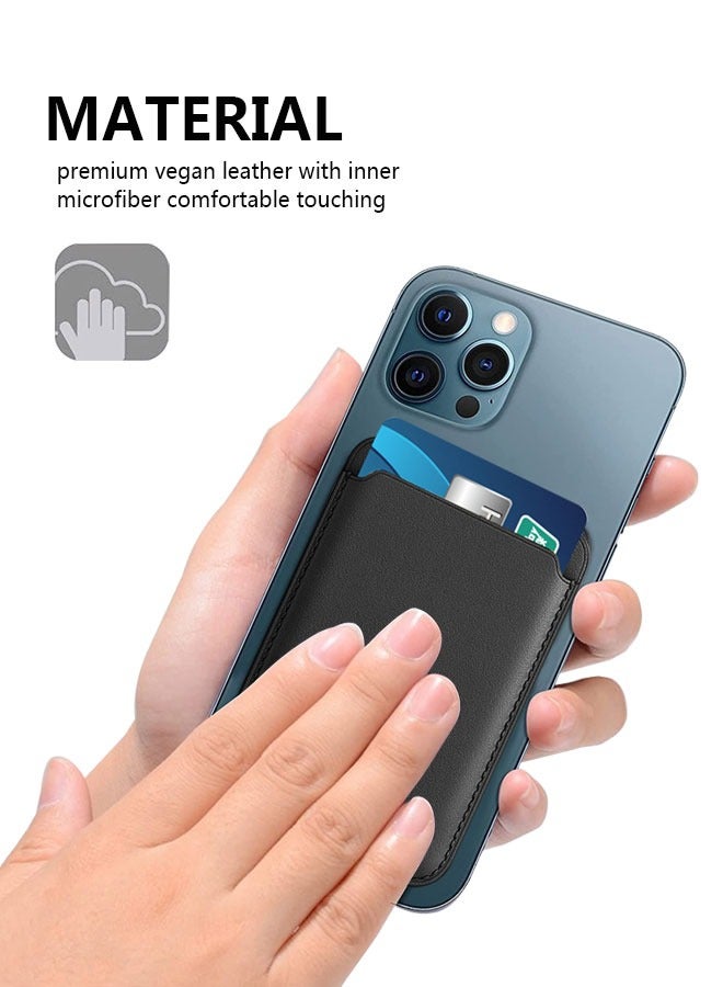 وهاواي Leather Magnetic Card Wallet Holder Compatible with iPhone 13/13Mini/13Pro Max, iPhone 12 Series and Magnetic Case, Card Holder with Magnet for Back of Phone Black - Image 5