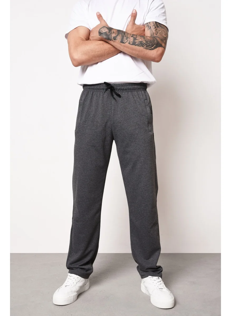 mmetalic Metalic Anthracite Men's Straight Leg Pocket Zipper Detailed Relaxed Cut Sweatpants