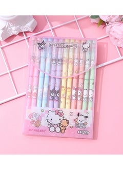 Generic 12 Pieces Of Cute Family Erasable Straight Neutral Pen Ins Girl Feng Shui Pen High Value Gift Pen Stationery (Cute Family-0.5mm Black Refill)  - Image 1
