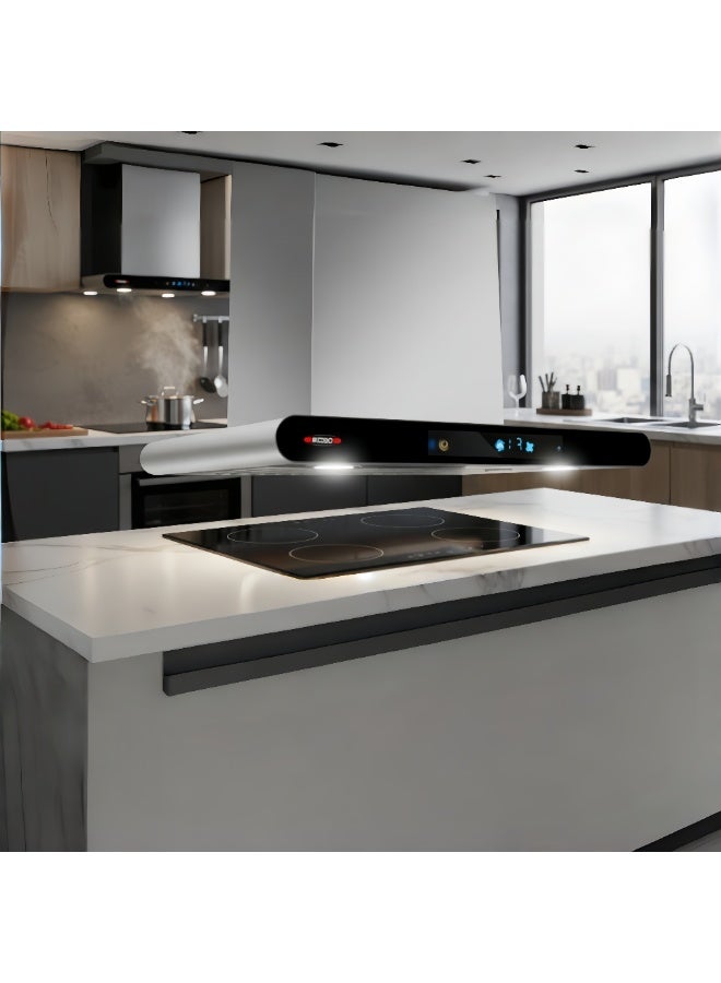 بوكو شفاط حائطي 60×44 سم، 200 واط، فولاذ أبيض، سرعتان، مصباحان، فولاذ مقاوم للصدأ، سهل التنظيف، أبيض CK-BFT03 - Image 3