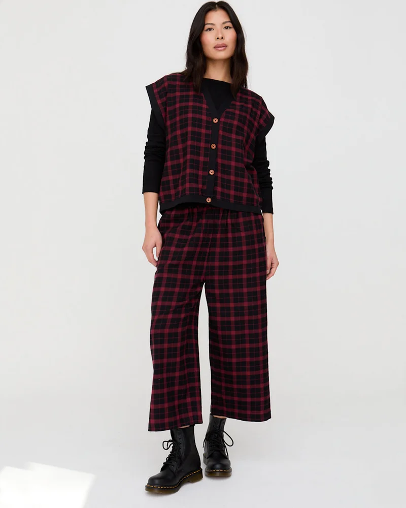 ترتلدوف لندن Judy Red Check Print Crop Trousers