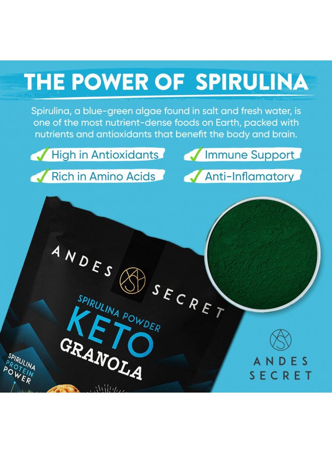 Andes Secret Andes Secret Spirulina Low Calorie Granola - 11oz High Protein Cereal, Keto Low Carb Granola for Yogurt - Nut Mix Almonds, Walnuts, Hazelnuts - 3g Net Carbs, No Sugar Added, Grain & Gluten Free  - Image 3