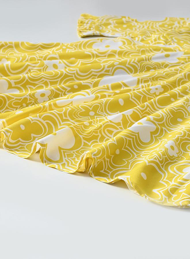 BELLA MODA Floral Print Collared Buttoned Knee-Length Dress - Image 5