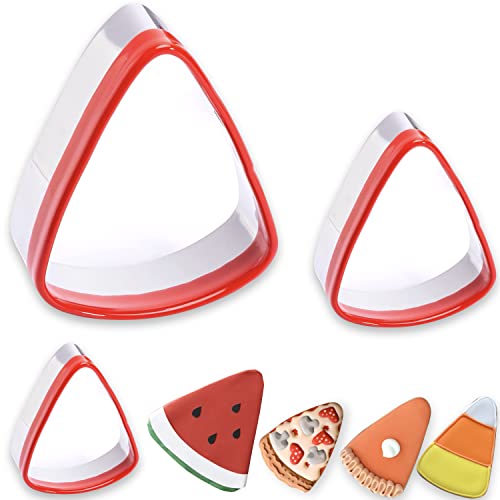 COOKIEQUE 3-Piece Candy Corn Cookie Cutter, Fall Thanksgiving Pumpkin Pie Cookie Cutters, Holiday Cookie Cutters, Unique Design with Protective Red Top PVC - Image 1