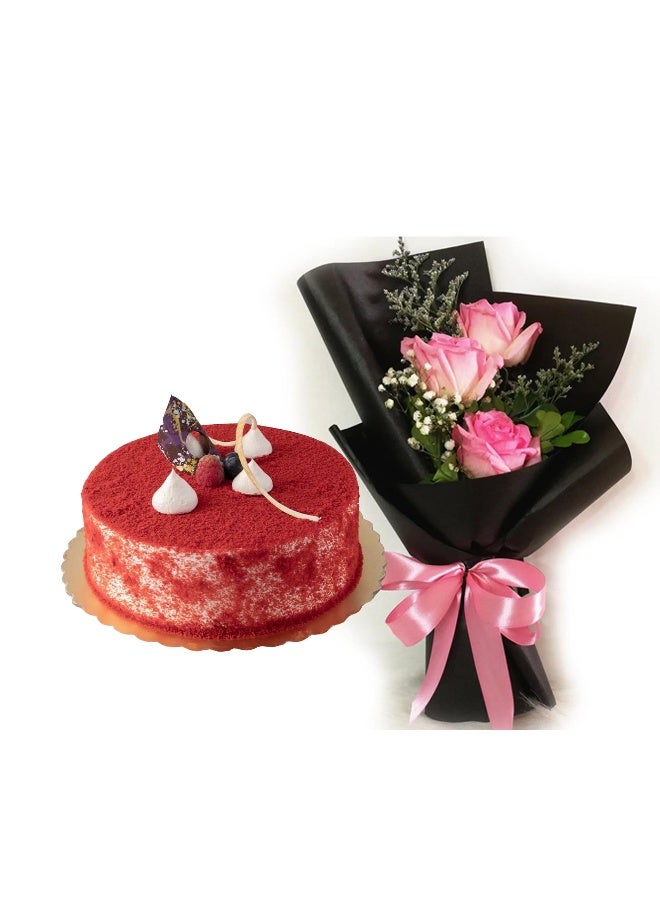 Carmel Flowers أمنية جميلة مع وردة وكعكة