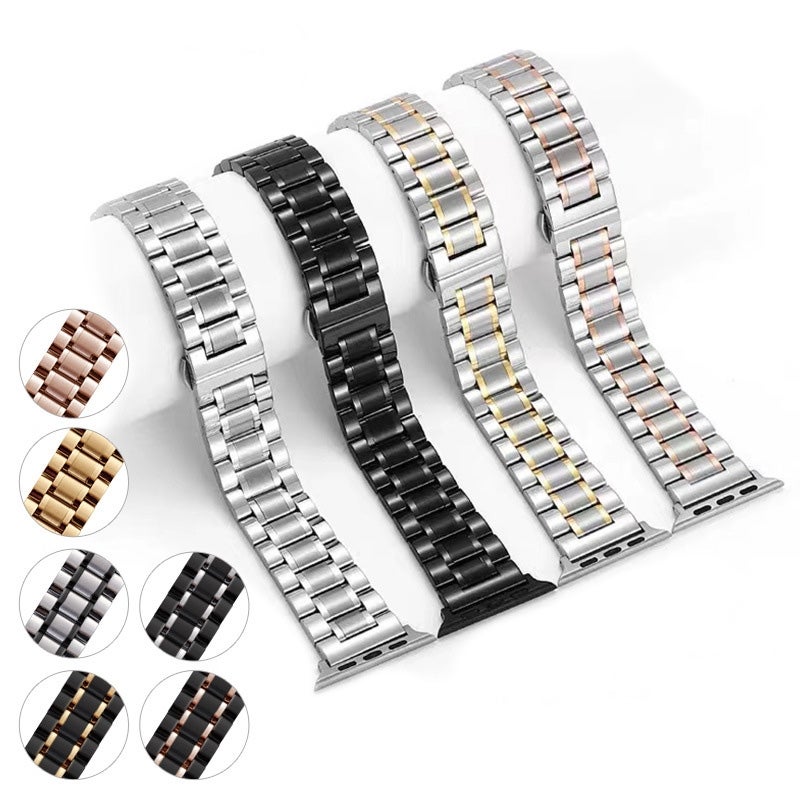 سوار ساعة Apple Watch Ultra 2 مقاس 49 مم من الفولاذ المقاوم للصدأ بخمس حبات (أسود فضي) - Image 3