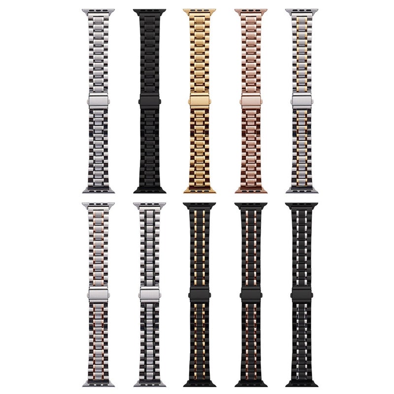 سوار ساعة Apple Watch Ultra 2 مقاس 49 مم من الفولاذ المقاوم للصدأ بخمس حبات (أسود فضي) - Image 4