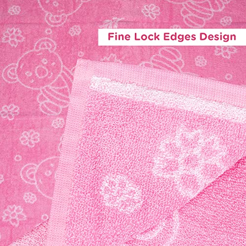 Mee Mee Bamboo Cotton Baby Washcloth: Soft, Absorbent, Reusable Towels for Newborns & Kids, Teddy Print, Light Pink 90X90 CM - Image 5