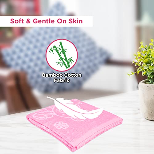 Mee Mee Bamboo Cotton Baby Washcloth: Soft, Absorbent, Reusable Towels for Newborns & Kids, Teddy Print, Light Pink 90X90 CM - Image 4