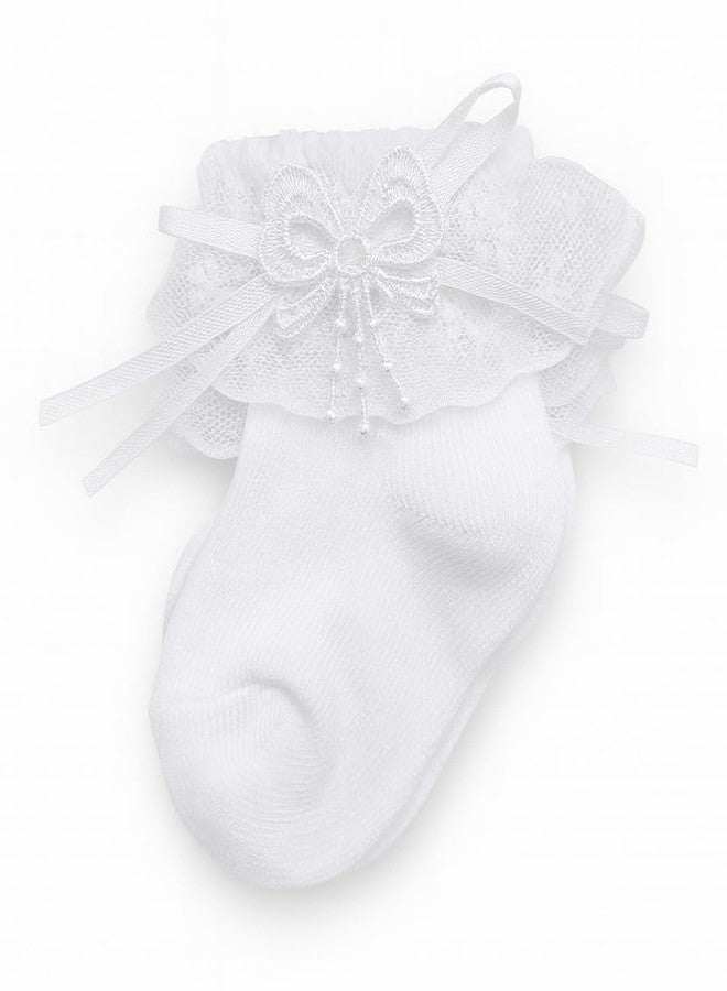 CUTEABLY Baby Girl Ruffle Lace Socks, Pack of 3, Black Pink White (IN, Age, 18 Months, 24 Months, Multicolour) - Image 3