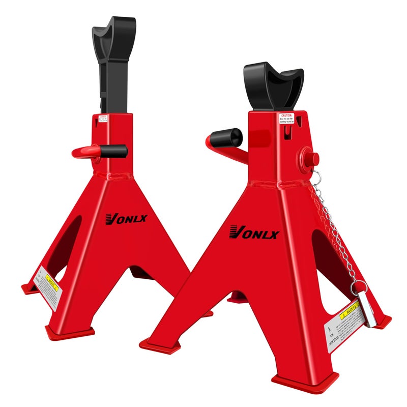 VONLX Car Jack Stands 3 Ton Adjustable Auto Floor Jackstands with Double Locking and Large Foot Base for Lifting SUVS Heavy Duty Carbon Steel 6000 lb Capacity 2 Pack - Image 2