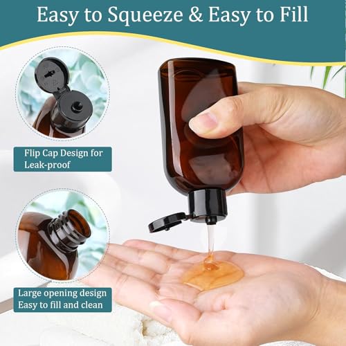Cosywell Travel Bottles for Toiletries 5pcs 3.4oz TSA Approved Travel Shampoo Bottles Leak Proof Empty Lotion Containers with Flip Cap Small Plastic Squeeze Bottle(Brown) - Image 3