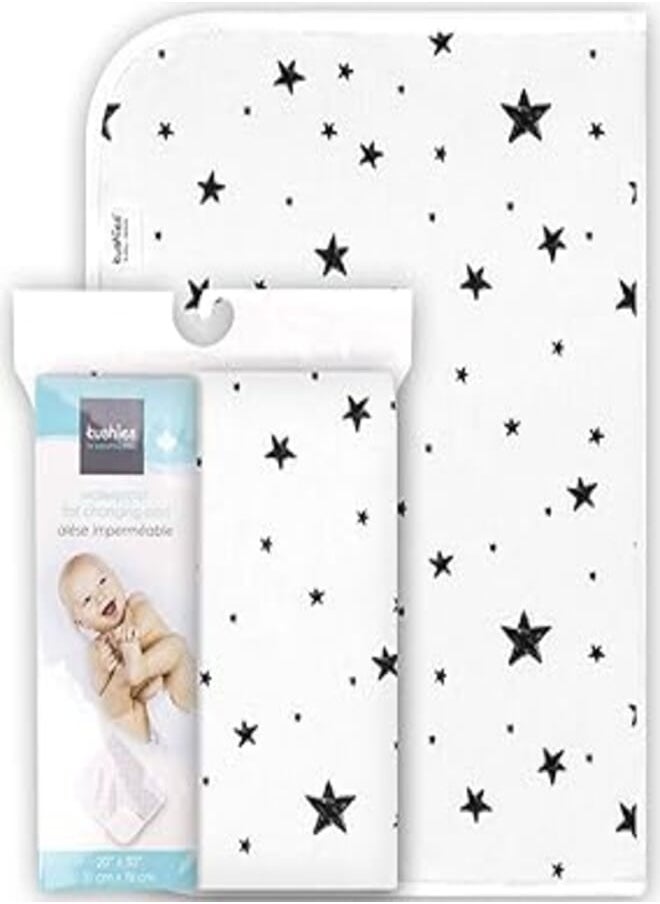 Kushies Kushies Deluxe Change Pad Flannel, Scribble Stars Black & White 