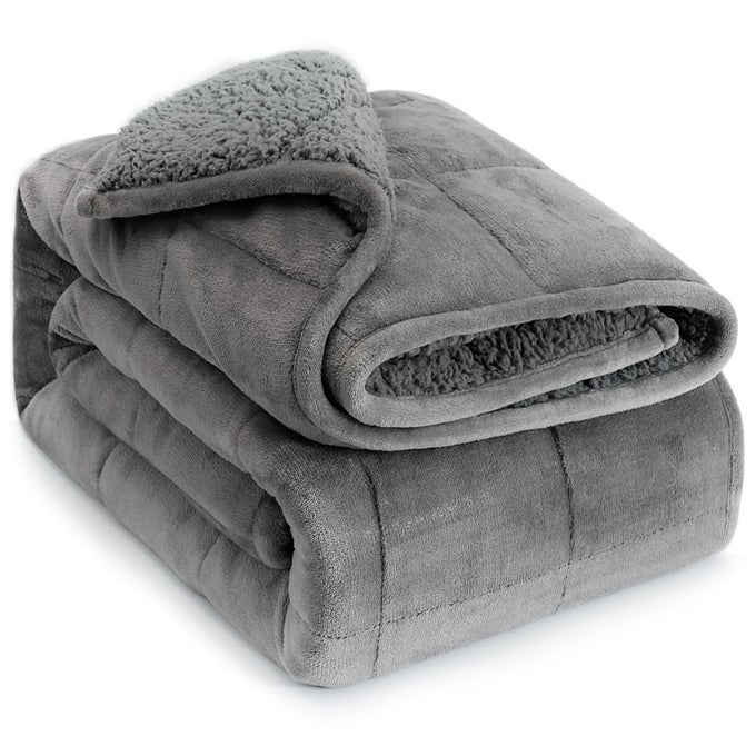 WEIGHTED BLANKET FOR ADULTS15 LBS 48 X 72 THROW HEAVY BLANKET MACHINE WASHABLE SOFT WEIGHTED BLANKETS FOR STRESS RELIEF AND SLEEP PROMOTIONGREY
