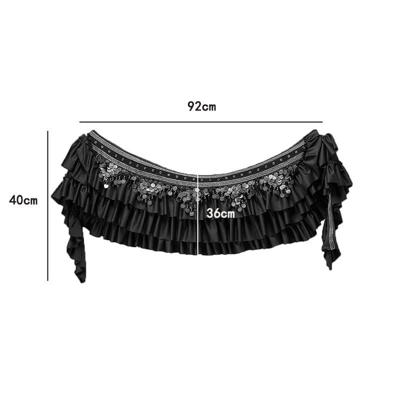 BOEYAA Belly Dance Waist Chain Coin Hip Scarf Dance Skirt Ethnic Performance Costume (Black) - Image 5