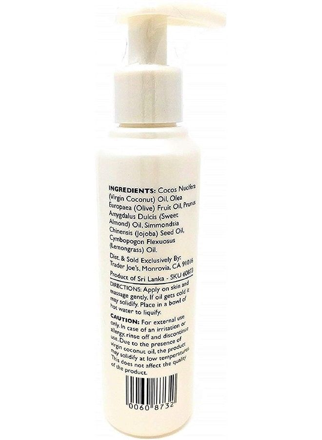 TJ's Trader Joes Lemongrass Coconut Body Oil with Almond and Jojoba Oils 4.8 FL OZ (143 ml) - Image 2