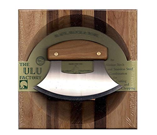 The ULU Factory 8" Block with Deep Dish Chopping Bowl and Alaskan Birch Handled Ulu - Image 1