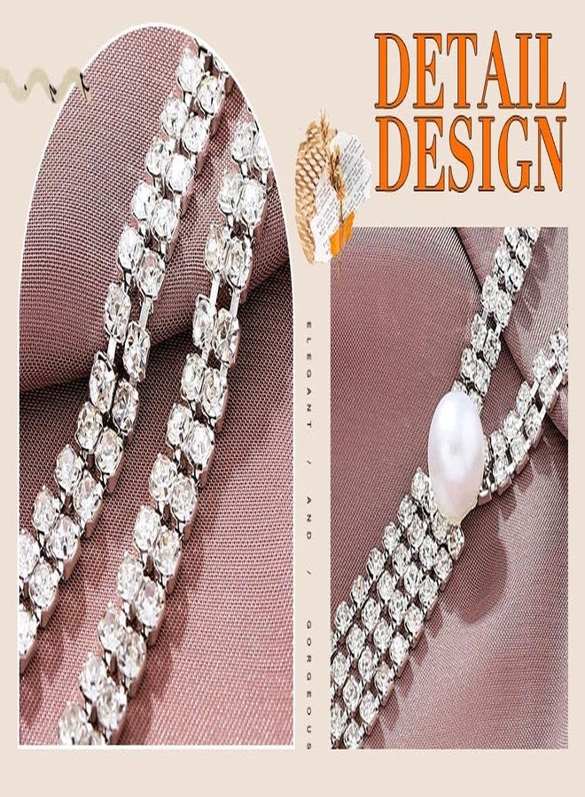 Zoestar Long Necklace Silver Rhinestone diamond Necklaces for Women Dressy - Image 4