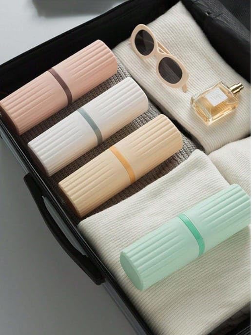 Markwell Square Toothbrush Holder Multipurpose Storage Holder Cover Organizer for Bathroom Traveling, Camping, Business Trip and School Use (Pack of 1) (Multi Color) - Image 2