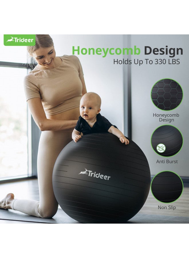 Trideer Yoga Ball - Exercise Ball for Workout pilates Stability - Anti-Burst and Slip Resistant for physical therapy, Birthing, Stretching & Core Workout, Office Ball Chair, Flexible Seating, Home Gym - Image 4