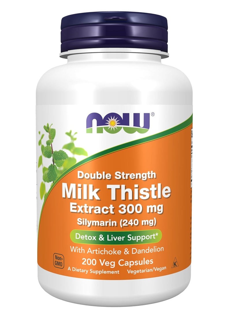 NOW Foods Silymarin/Milk Thistle Extract 2X - 300mg, 200 Vcaps - Image 1