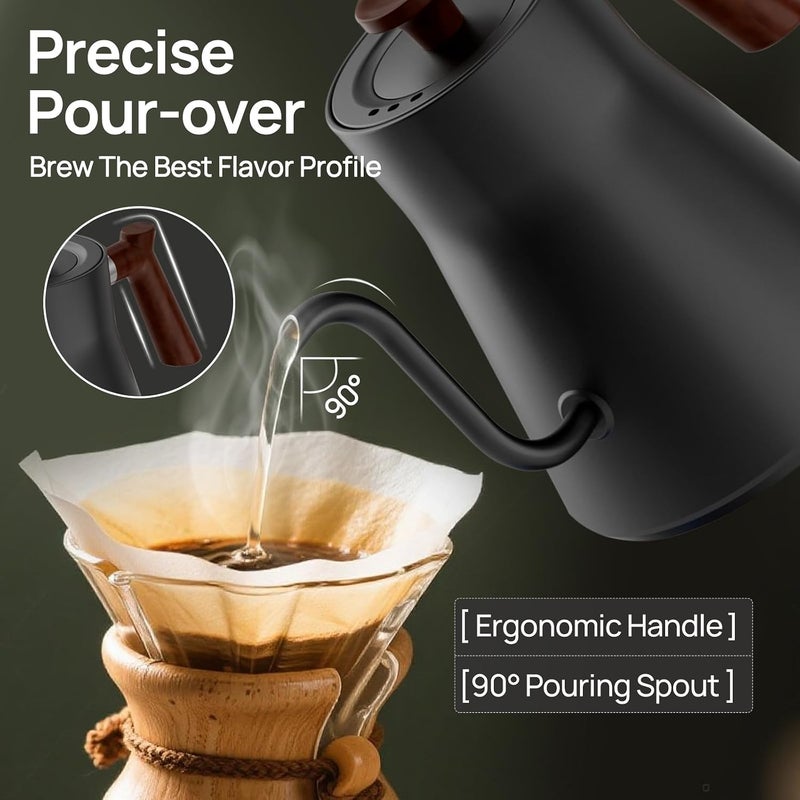 Brutelle Gooseneck Electric Kettle V60 Kettle 0.9L Capacity, ±1°C Precise Temperature Control, 304 Stainless Steel for Pour Over Coffee & Matcha, Home, Apartment, Coffee Corner – Black - Image 2