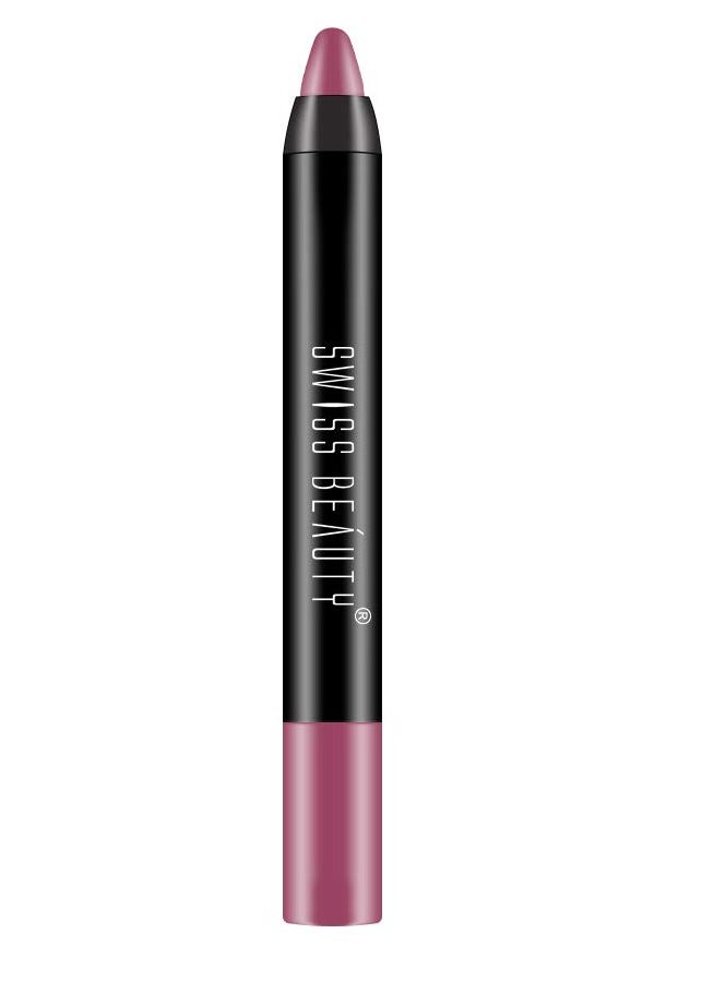 Swiss Beauty - Swiss Beauty Matte Long Lasting Crayon Lipstick Mauve On 3.5G - Image 1