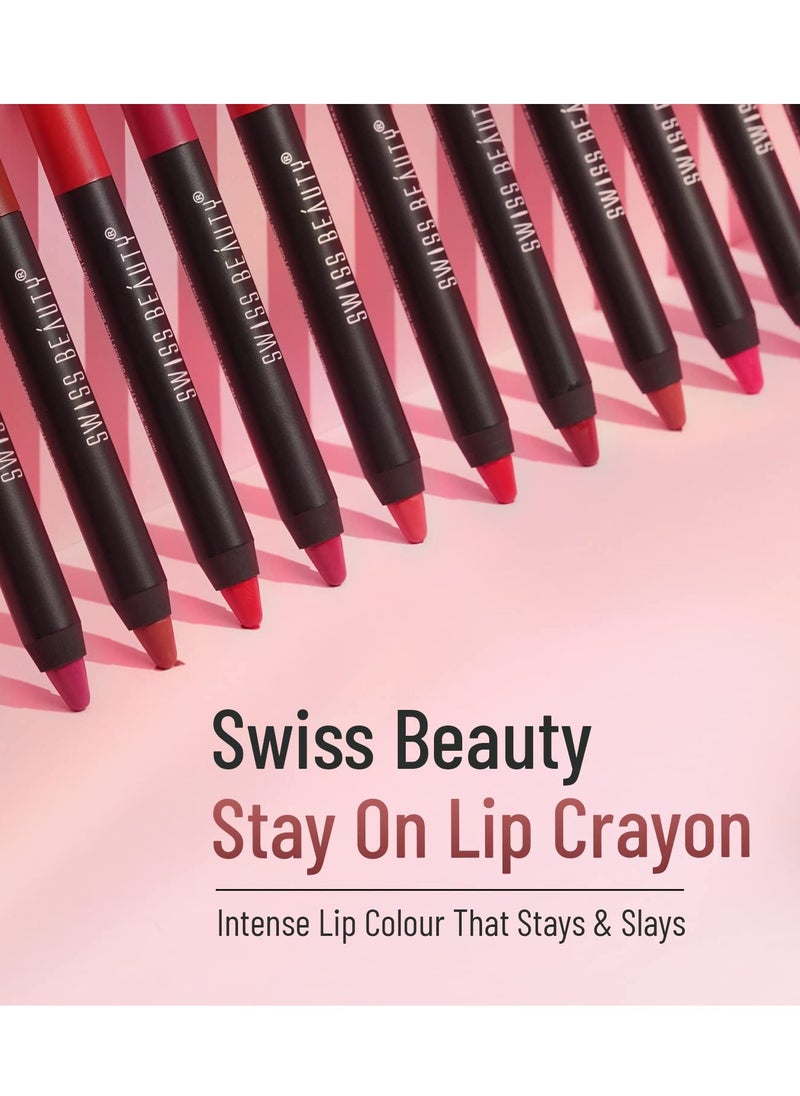 Swiss Beauty - Swiss Beauty Matte Long Lasting Crayon Lipstick Mauve On 3.5G - Image 1