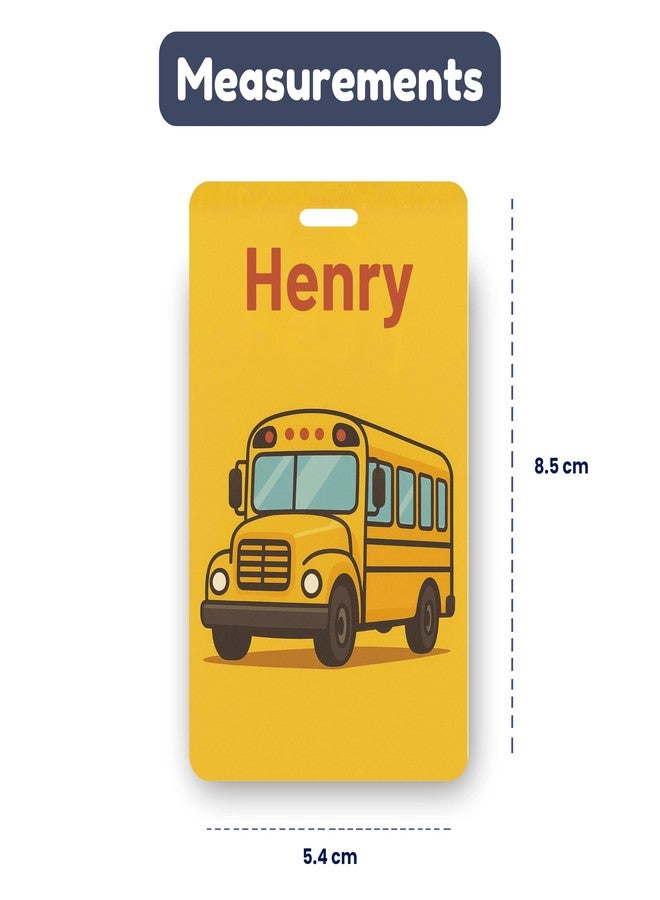 Kidzook Personalized Name Bag Tag | Custom Luggage Tag for Kids & Adults - PVC Luggage Tag for Travel, School, Office, Camping | School Bus Theme Design with Silicone Strap (Pack of 1) - Image 5