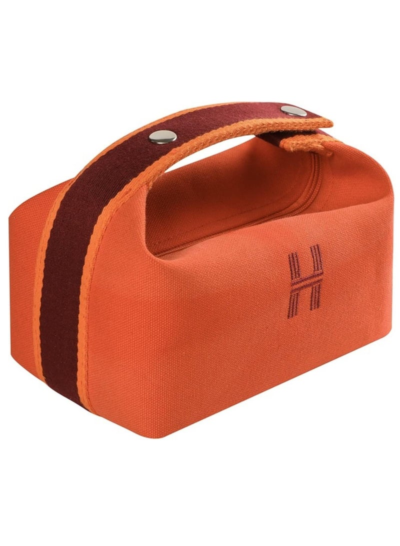 أوزيغالور حقيبة تخزين مستحضرات التجميل، قماش بسيط مقاوم للماء، حقيبة تخزين للسيدات أثناء السفر (برتقالي) - Image 1