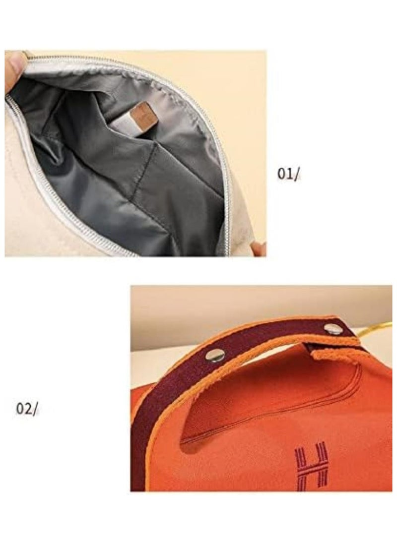 أوزيغالور حقيبة تخزين مستحضرات التجميل، قماش بسيط مقاوم للماء، حقيبة تخزين للسيدات أثناء السفر (برتقالي) - Image 4