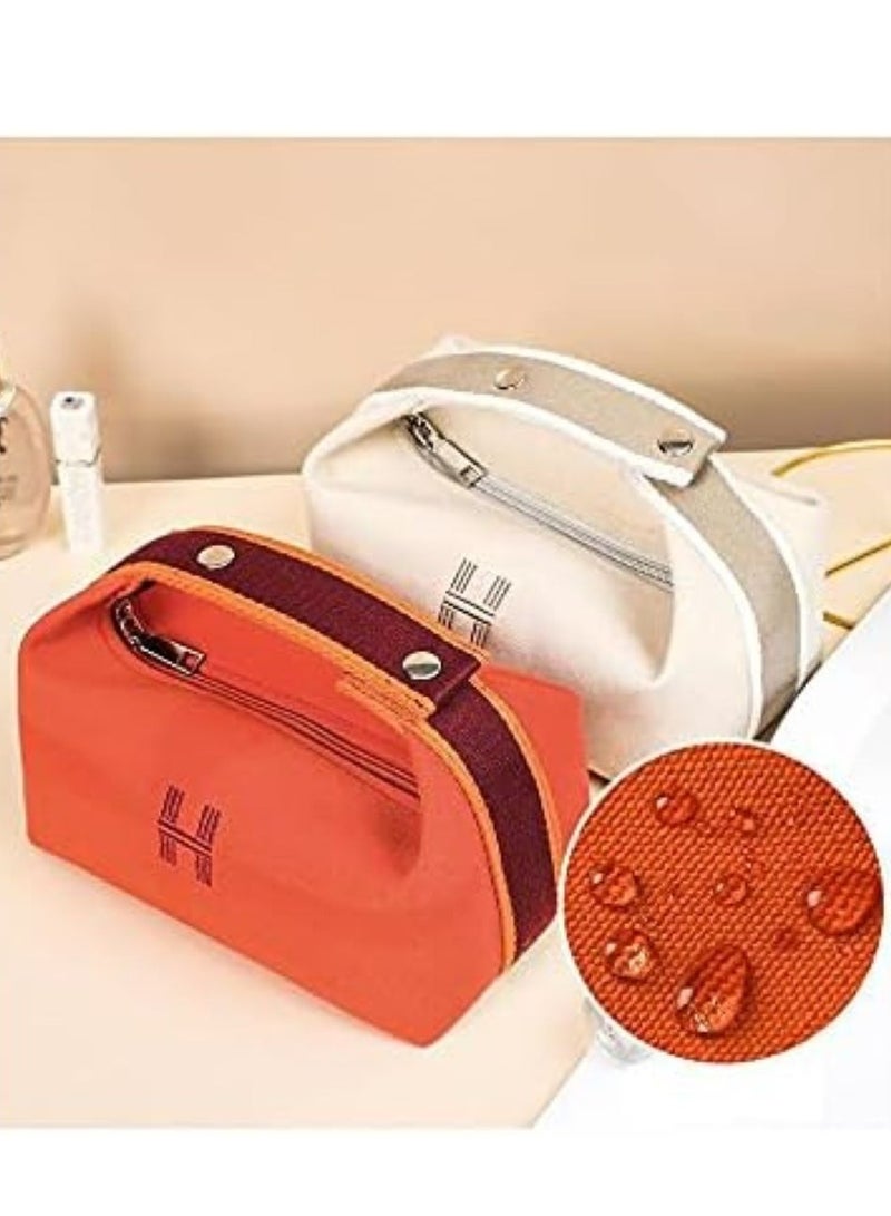 أوزيغالور حقيبة تخزين مستحضرات التجميل، قماش بسيط مقاوم للماء، حقيبة تخزين للسيدات أثناء السفر (برتقالي) - Image 3