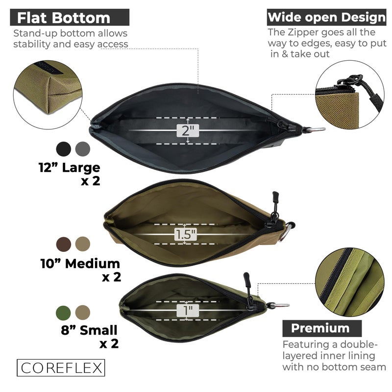 COREFLEX Premium Tool Pouch Zipper Bag, Small Tool Bag, Multipurpose Storage pouch, Heavy duty Flat Bottom Tool bag with YKK Zipper (6 pack Combo mixed size) - Image 3