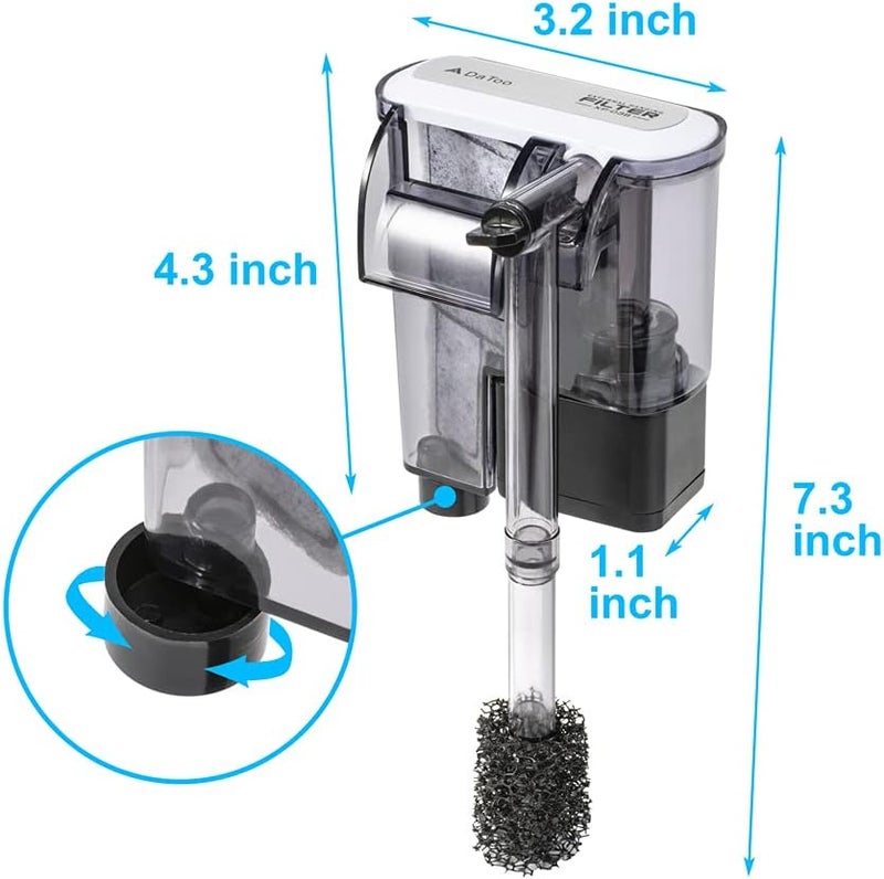 DATOO Aquarium Hang On Filter Small Fish Tank Hanging Filter Power Waterfall Filtration System - Image 1