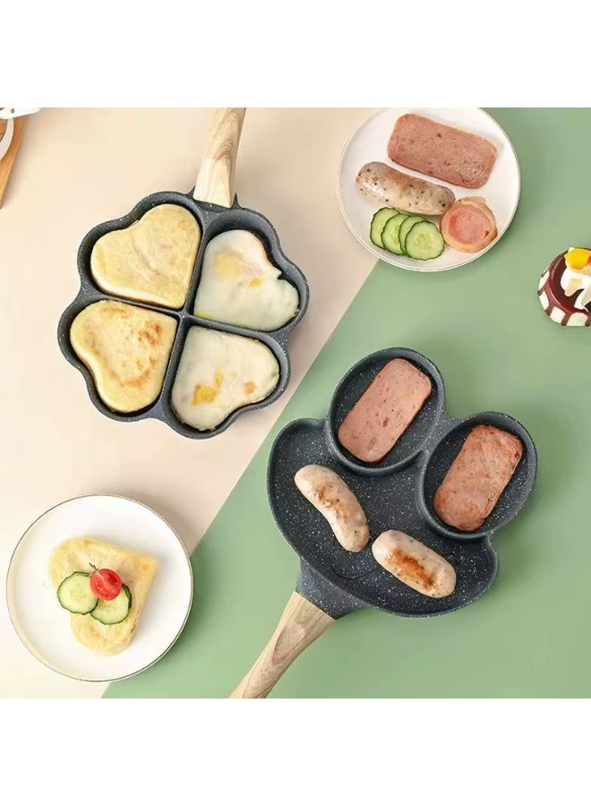 Frog-shaped multi-section frying pan with a wooden handle – for preparing a complete breakfast at once - Image 3