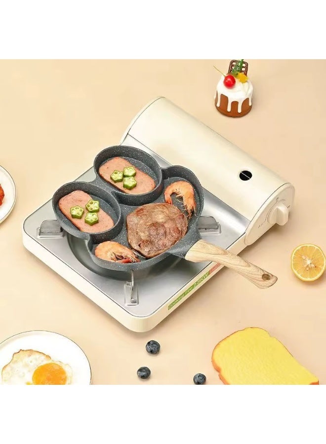 Frog-shaped multi-section frying pan with a wooden handle – for preparing a complete breakfast at once - Image 2