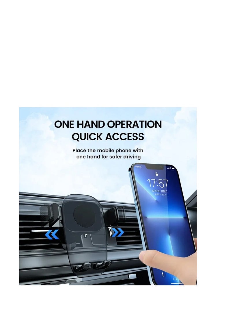 Topcore TOPCORE Phone Holders for Your Car Vent with Auto Clamp Design, Handsfree Cell Phone Car Mount for iPhone Android All Smartphone, Transparent Black Panel  - Image 4