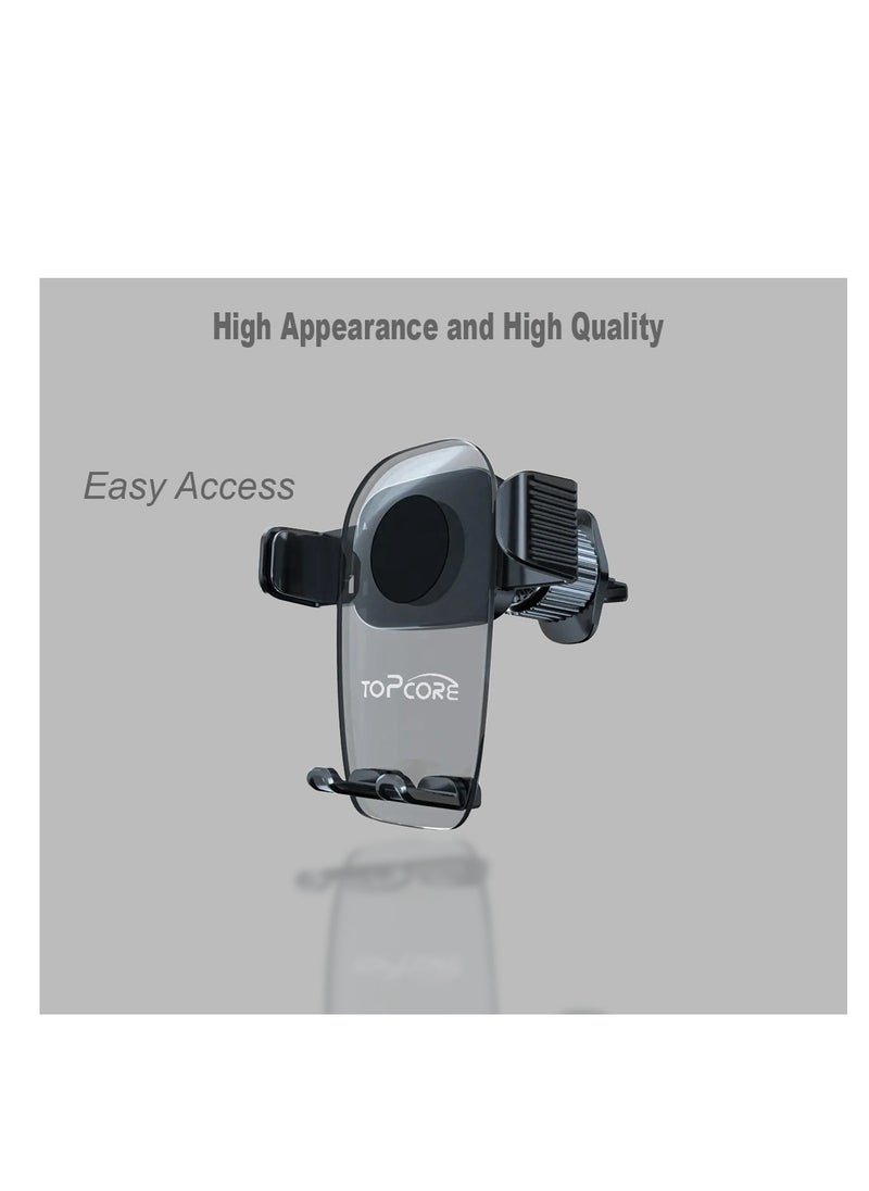 Topcore TOPCORE Phone Holders for Your Car Vent with Auto Clamp Design, Handsfree Cell Phone Car Mount for iPhone Android All Smartphone, Transparent Black Panel  - Image 2