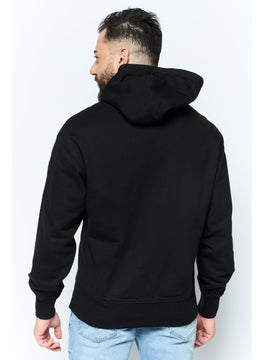 HUGO by Hugo Boss Men Brand Logo Long Sleeves Hooded Sweatshirt, Black  - Image 4