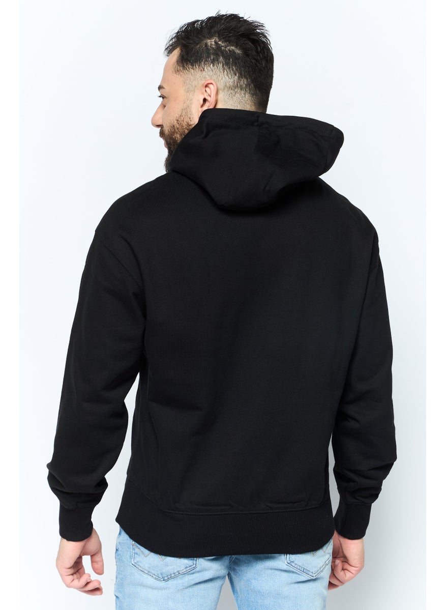 HUGO by Hugo Boss Men Brand Logo Long Sleeves Hooded Sweatshirt, Black  - Image 4