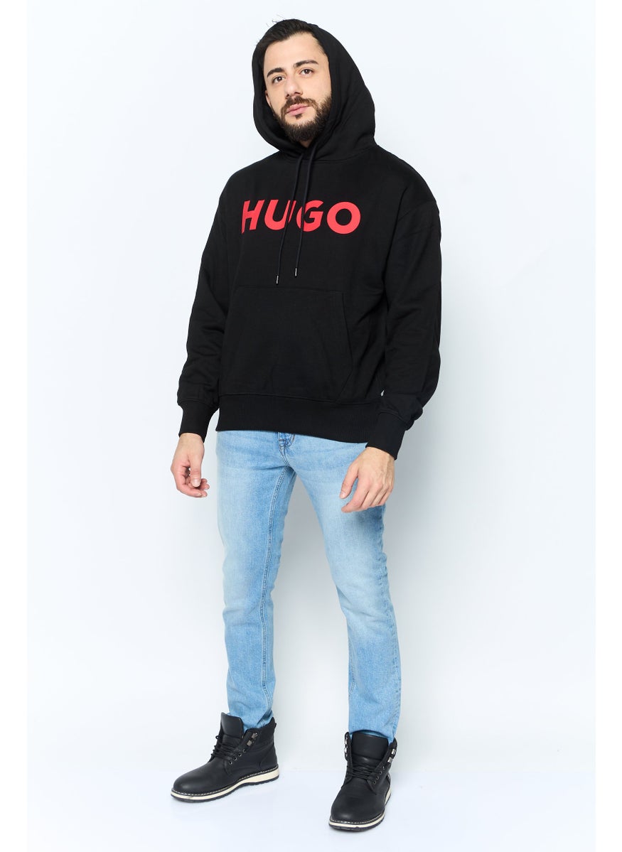 HUGO by Hugo Boss Men Brand Logo Long Sleeves Hooded Sweatshirt, Black  - Image 2