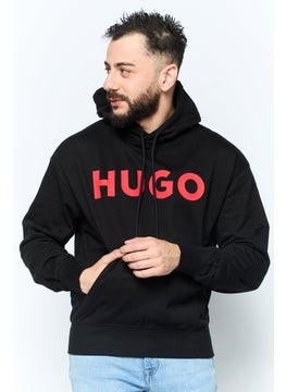 HUGO by Hugo Boss Men Brand Logo Long Sleeves Hooded Sweatshirt, Black  - Image 1