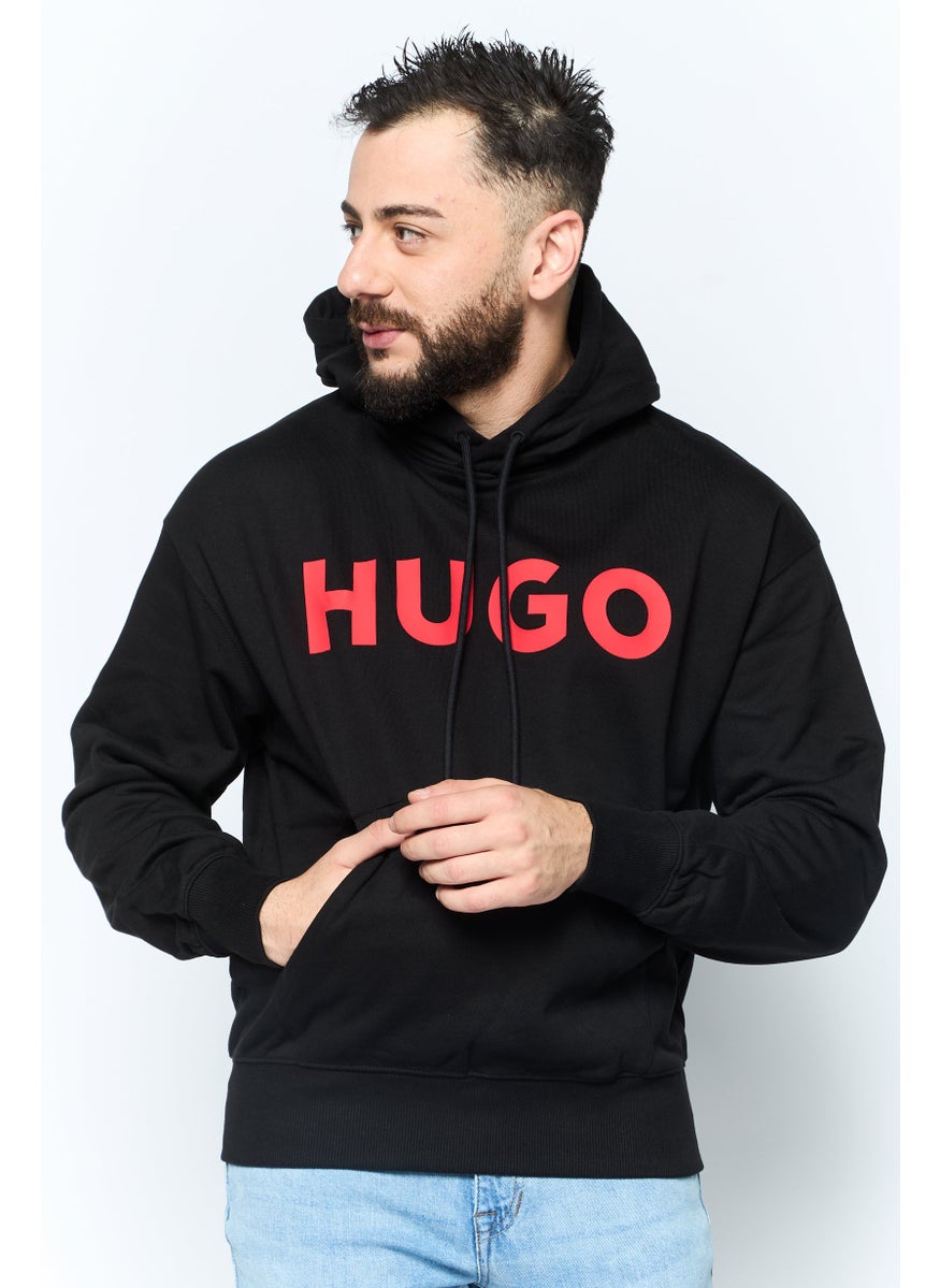 HUGO by Hugo Boss Men Brand Logo Long Sleeves Hooded Sweatshirt, Black  - Image 1
