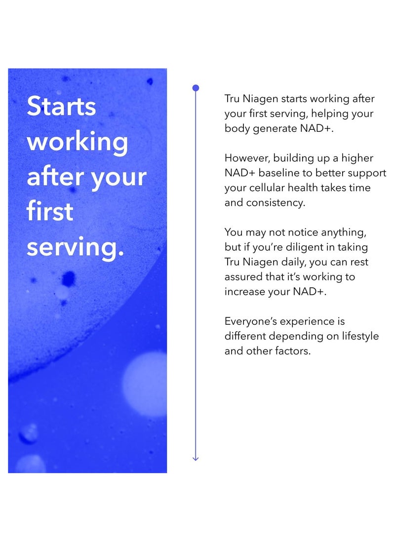 TRU NIAGEN TRU NIAGEN Nicotinamide Riboside NAD+ Supplement, Patented Formula NR, 300 mg per capsule / 300 mg per serving 30 days (3 months / 1 bottle)  - Image 3