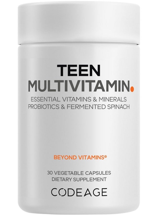 Codeage Codeage Teen Multivitamin - Vitamins A, C, D3, B6, B12, Folate, Zinc, Magnesium, Iron, Probiotics, Fermented Spinach - Multivitamins for Teenage Boys and Girls - Non-GMO, Gluten-Free - 30 Capsules  - Image 1