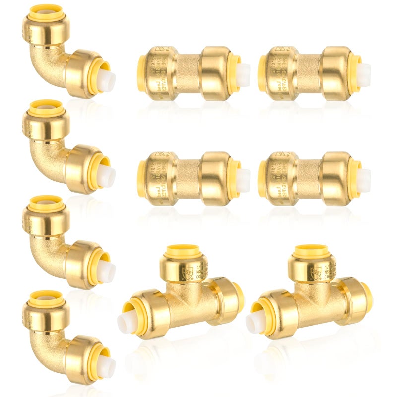 GUOFIS 10Pack GUOFIS 12Inch Pushfit Combo Fittings4PCS Coupling4PCS Elbow2PCS Tee Push to Connect Pex Copper CPVC with Disconnect Clip - Image 2
