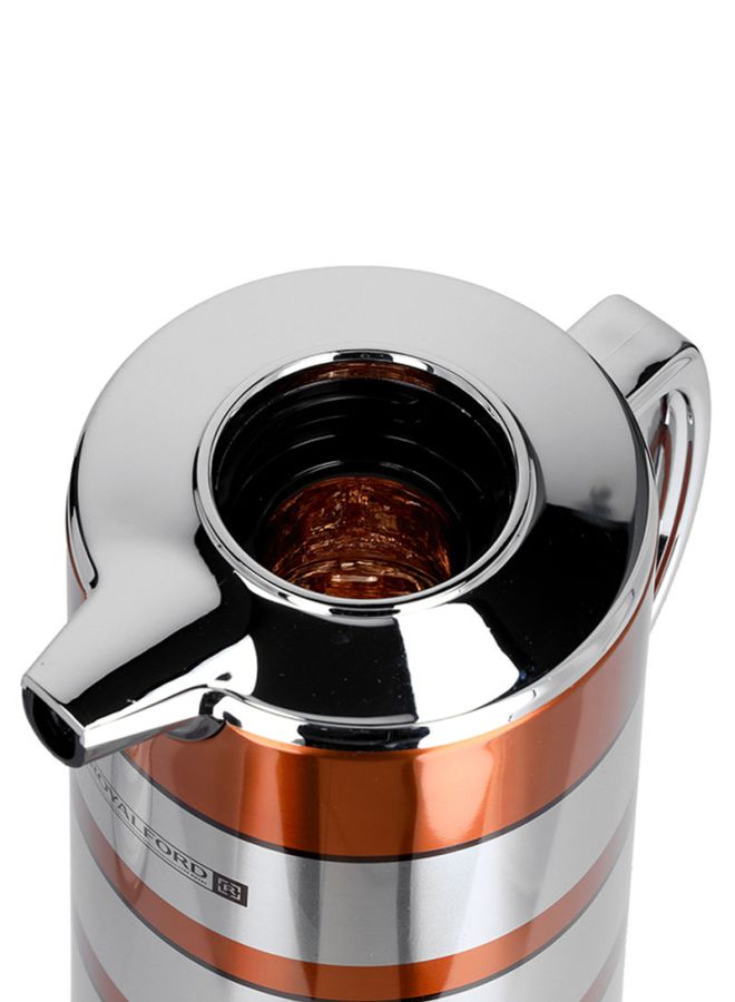 Royalford RF9590 1.9L Double Wall Golden Figured Vacuum Flask - Portable Heat Insulated Thermos Hot/Cold Long Hours Retention | Push Button | Coffee, Hot Water, Tea, Beverage | Ideal for Commercial & Outings Silver/Orange - Image 4